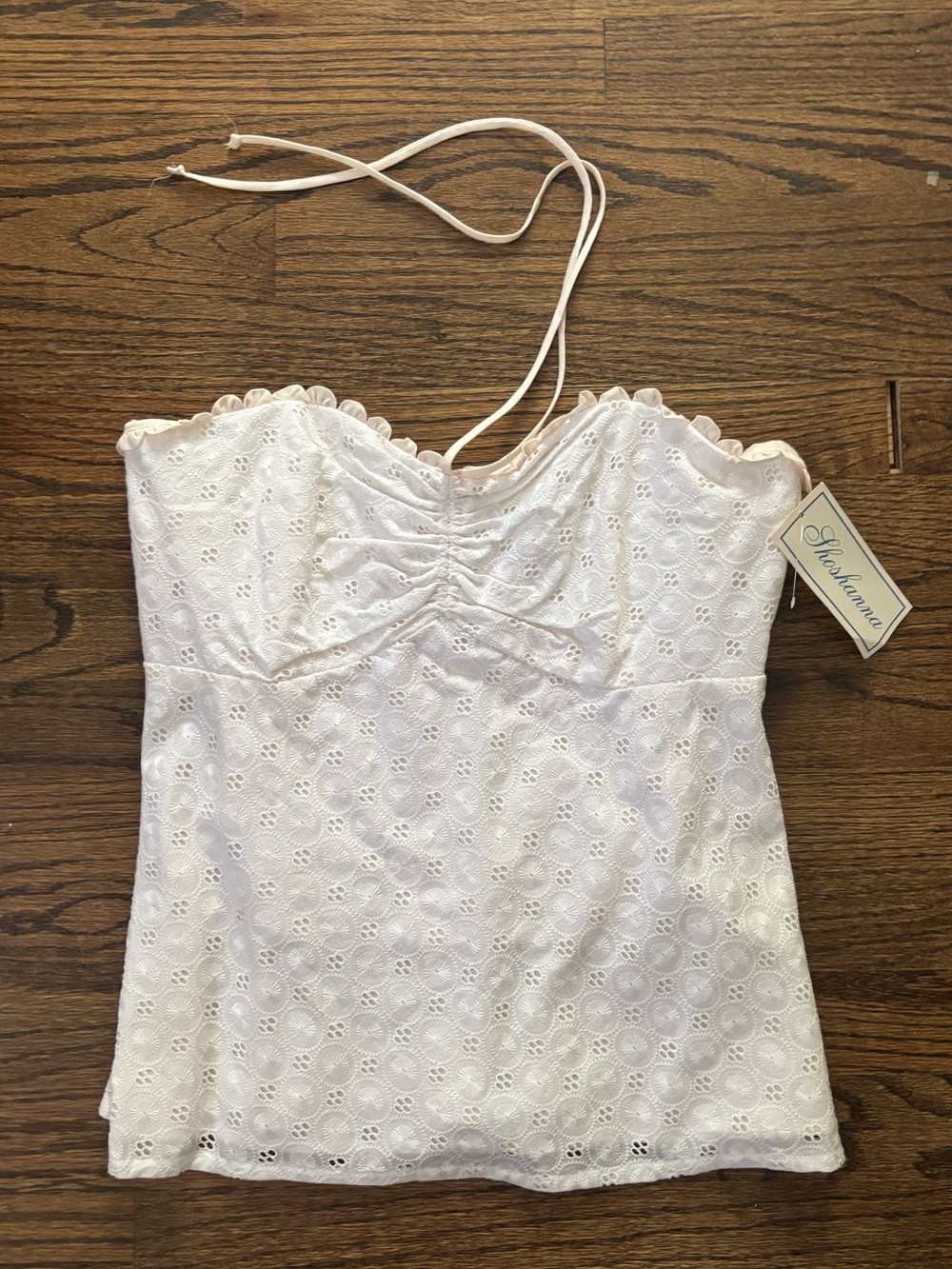 nwt Shoshanna White Eyelet Strapless Halter Camisole sz 10